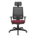 Cadeira Office Brizza Tela Preta Com Encosto Assento Poliester Vinho Autocompensador Base Standard 126cm - 63351 - Sun House