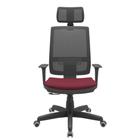 Cadeira Office Brizza Tela Preta Com Encosto Assento Poliester Vinho RelaxPlax Base Standard 126cm - 63620