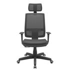 Cadeira Office Brizza Tela Preta Com Encosto Assento Vinil Preto RelaxPlax Base Standard 126cm - 63612
