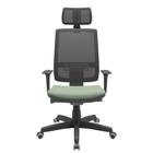 Cadeira Office Brizza Tela Preta Com Encosto Assento Vinil Verde Autocompensador Base Standard 126cm - 63359 - Sun House
