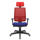 Cadeira Office Brizza Tela Vermelha Com Encosto Assento Aero Azul Autocompensador Base Standard 126cm - 63365