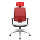 Cadeira Office Brizza Tela Vermelha Com Encosto Assento Aero Branco RelaxPlax Base Aluminio 126cm - 63532