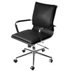 Cadeira Office Eames Baixa Assento material sintético Preto com Base Cromada - 61926 - Sun House