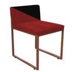 Cadeira Office Lee Duo Sala de Jantar Industrial Ferro Bronze Suede Vermelho e Preto - Ahazzo Móveis