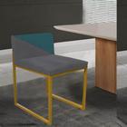 Cadeira Office Lee Duo Sala de Jantar Industrial Ferro Dourado Suede Cinza e Azul Turquesa - Ahazzo Móveis