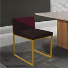 Cadeira Office Lee Duo Sala de Jantar Industrial Ferro Dourado Suede Marrom e Bordô - Ahz Móveis