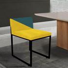 Cadeira Office Lee Duo Sala de Jantar Industrial Ferro Preto Suede Amarelo e Azul Turquesa - Ahz Móveis