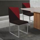 Cadeira Office Stan Duo Sala de Jantar Industrial Ferro Cinza Suede Marrom e Vermelho - Ahz Móveis