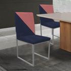 Cadeira Office Stan Duo Sala de Jantar Industrial Ferro Prata Suede Azul Marinho e Rose Gold - Ahz Móveis