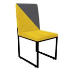 Cadeira Office Stan Duo Sala de Jantar Industrial Ferro Preto material sintético Amarelo e Cinza - Ahz Móveis