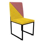 Cadeira Office Stan Duo Sala de Jantar Industrial Ferro Preto Suede Amarelo e Rose Gold - Ahz Móveis