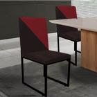 Cadeira Office Stan Duo Sala de Jantar Industrial Ferro Preto Suede Marrom e Vermelho - Ahz Móveis