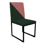 Cadeira Office Stan Duo Sala de Jantar Industrial Ferro Preto Suede Verde e Rose Gold - Ahz Móveis