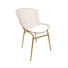 Cadeira para Cozinha Bertoia cor Dourado Fosco assento branco tubular