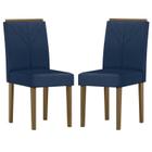 Cadeira para Mesa de Jantar Amanda Kit 2 peças Imbuia Veludo Azul Marinho New Ceval