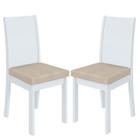 Cadeira Para Mesa De Jantar Athenas Kit 02 Peças Linho Rinzai Bege Branco - Lopas