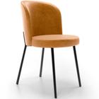 Cadeira Para Sala de Jantar Cozinha Estofada Gavi L02 material sintético Whisky - Lyam Decor