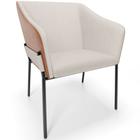 Cadeira Para Sala de Jantar Estar Living Olívia L02 Linho Cru material sintético Camel - Lyam Decor