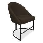 Cadeira Poltrona de Jantar Bela Suede Marrom Base Metálica Industrial Preto - Pallazio