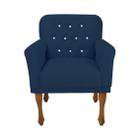 Cadeira Poltrona Estofada Com Botões de Strass Para Clínica Anitta Suede Azul Marinho LM DECOR