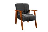cadeira poltrona pes e encosto de madeira rustico cor cinza