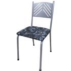 Cadeira Prata para Cozinha Jantar com Assento Floral