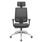 Cadeira Presidente Brizza B3d Backplax Base Aluminio Couro Preto - Plaxmetal