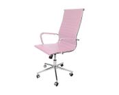 Cadeira Presidente Esteirinha ROSA em material sintético - Base Giratória Cromada - Modelo D821-4B-I - COM 2% OFF no Frete