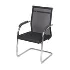 Cadeira Roma Fixa Preta Assento em Tecido Encosto em Tela e Base Cromada