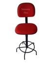 Cadeira secretaria caixa alta com base de ferro sem rodízio para recepçao balcao portaria mercado tecido vermelho