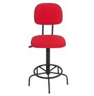 Cadeira secretaria caixa alta com Lduplo com base fixa para recepção mercado balcão tecido vermelho