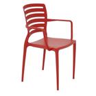 Cadeira Sofia em Polipropileno e Fibra de Vidro Vermelho com Encosto Horizontal e Braços Tramontina