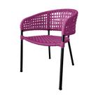 Cadeira Sol Corda Náutica Base em Alumínio Preto/rosa