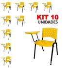 Cadeira Universitária Plástica Amarela 10 Unidades Prancheta Plástica - ULTRA Móveis