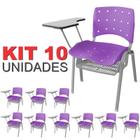 Cadeira Universitária Plástica Lilás Anatômica Com Porta Livros Base Prata 10 Unidades - ULTRA Móveis