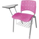 Cadeira Universitária Plástica Rosa Anatômica Com Porta Livros Base Prata 5 Unidades - ULTRA Móveis - Ultra Móveis Corporativo