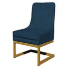 Cadeira Valentina Para Cozinha Base Dourada Suede Azul Royal - Belliv Decor