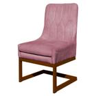Cadeira Valentina Sala de Jantar Veludo Rosa Chiclete Base Cobre - Vallisa Decor
