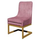 Cadeira Valentina Sala de Jantar Veludo Rosa Chiclete Base Dourada - Vallisa Decor