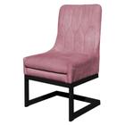 Cadeira Valentina Sala de Jantar Veludo Rosa Chiclete Base Preta - Vallisa Decor