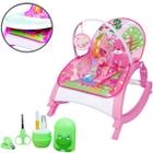 Cadeira Vibratória E Musical Snack Rosa +Kit Higiene P/ Bebê