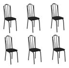 Cadeiras 121 Para Sala de Jantar e Cozinha - Jogo com 6 - Preto Fosco - Assento Preto - OG Móveis