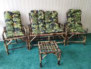 Cadeiras + Sofá + Mesinha De Bambu Vime 4 Lugares Pronta Entrega