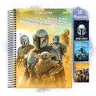 Caderno 10 Matérias Baby Yoda The Mandalorian Grogu Universitário Espiral Mandaloriano Star Wars Masculino Feminino Capa Dura