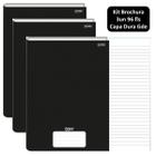 Caderno Brochurão Kit 3un 96fls Stiff Capa Dura Preto Jandaia Escolar Infantil Brochura Ensino Fundamental