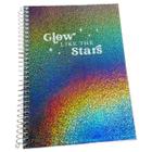 Caderno Capa Dura Colegial GLOW Holográfico Glitter 80 folhas