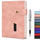 Caderno de diário vfaejll rosa A5 forrado de couro 200 páginas