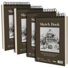 Caderno de Esboços Fuxi (4 Unidades) - 9x12cm, Espiral, 100 Folhas (100g/m²)