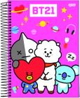 Caderno Espiral Bt21 BTS Rosa Jandaia 1 Matéria 80 Folhas