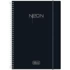 Caderno Espiral Capa Dura  10 Matérias 200 Folhas Neon Preto